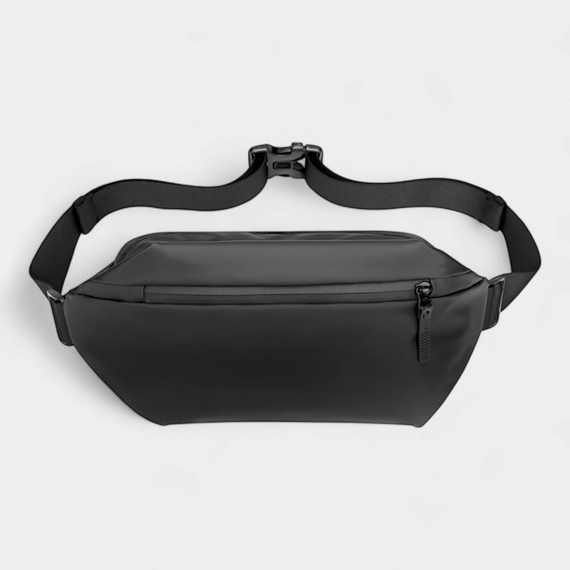 The Aviemore - The Aviemore nylon bum bag in black, front view The Aviemore nylon bum bag in black, front view