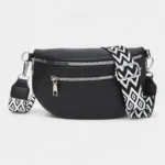 The Bibury faux leather bum bag in black, front view