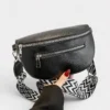 The Bibury faux leather bum bag in black, front view