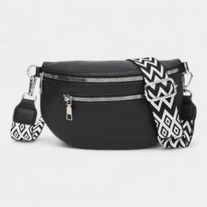 The Bibury faux leather bum bag in black, front view