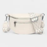 The Bibury faux leather bum bag in cream, front view