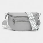 The Bibury faux leather bum bag in grey, front view