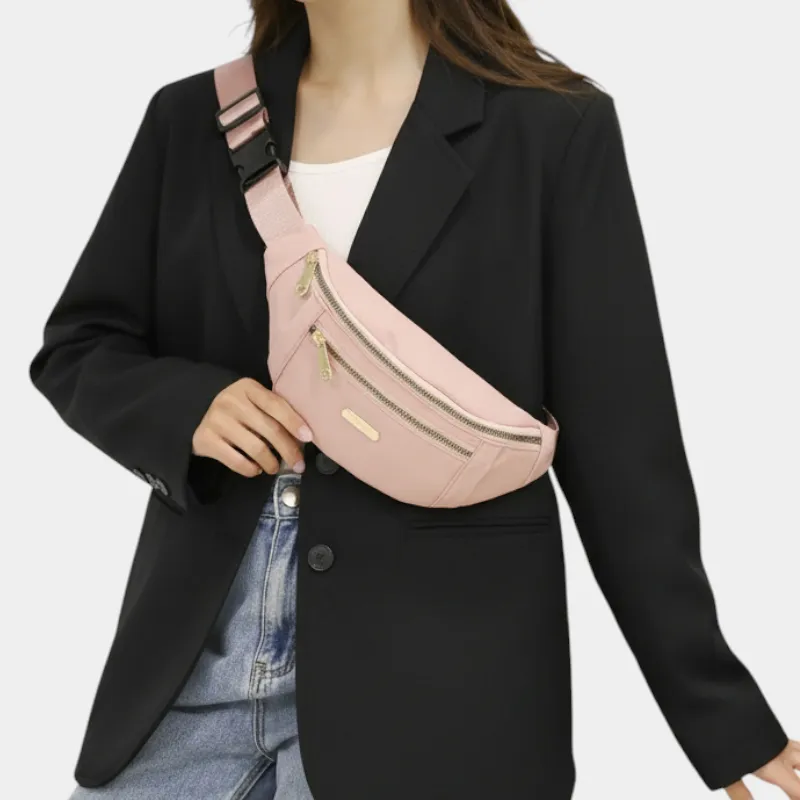 The Grasmere - The Grasmere bum bag in pink, front view The Grasmere bum bag in pink, front view