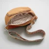 The Ilkley - Brown corduroy bum bag open to show the floral print lining Brown corduroy bum bag open to show the floral print lining