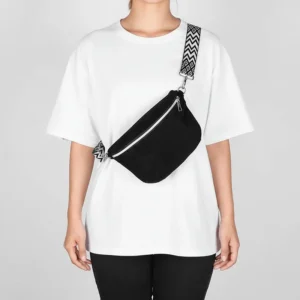 The Malton corduroy bum bag in black, worn across the body