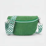 The Malton corduroy bum bag in green, front view