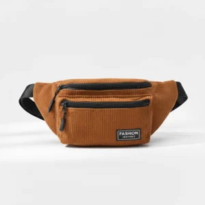 The Pickering corduroy bum bag in brown, front view