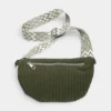 The Skipton corduroy bum bag in green, front view