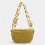 The Skipton corduroy bum bag in yellow, front view