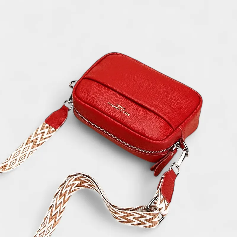 The Tetbury leather crossbody bag in red, seen from above